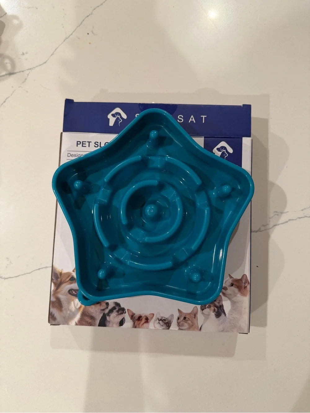 Slow-Feed Star-Shaped Pet Bowl in Teal
